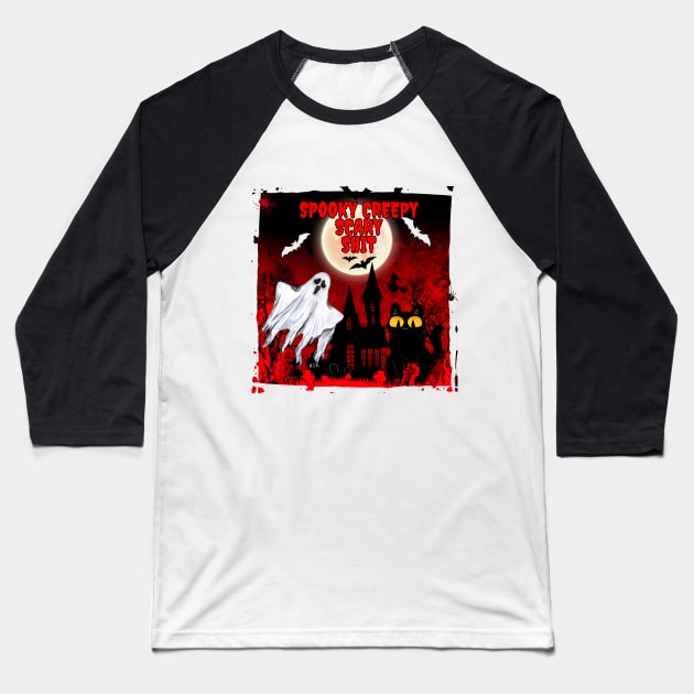 Spooky Creepy Scary Shit Baseball T-Shirt by Smiling-Faces